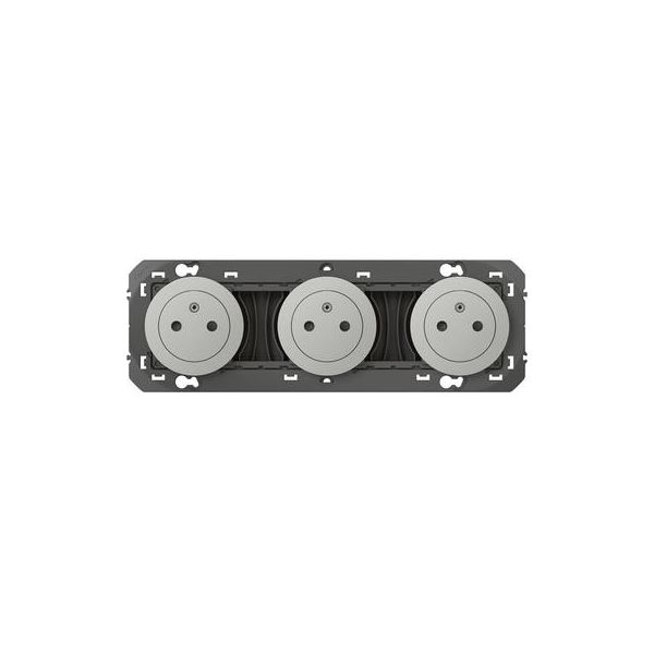 Triple prise de courant 2P+T Surface dooxie 16A précâblées finition alu 600433 Legrand