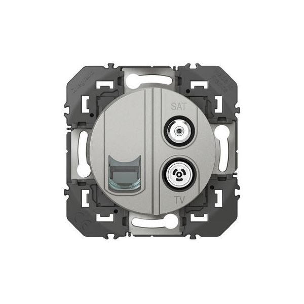 Prise TV-SAT + RJ45 cat6 STP compacte dooxie finition alu