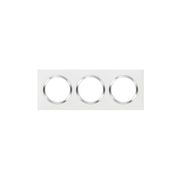  Plaque carrée dooxie 3 postes finition blanc avec bague effet chrome - 600843 - Legrand