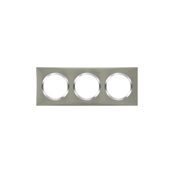 Plaque carrée dooxie 3 postes finition effet inox brossé Legrand 600873