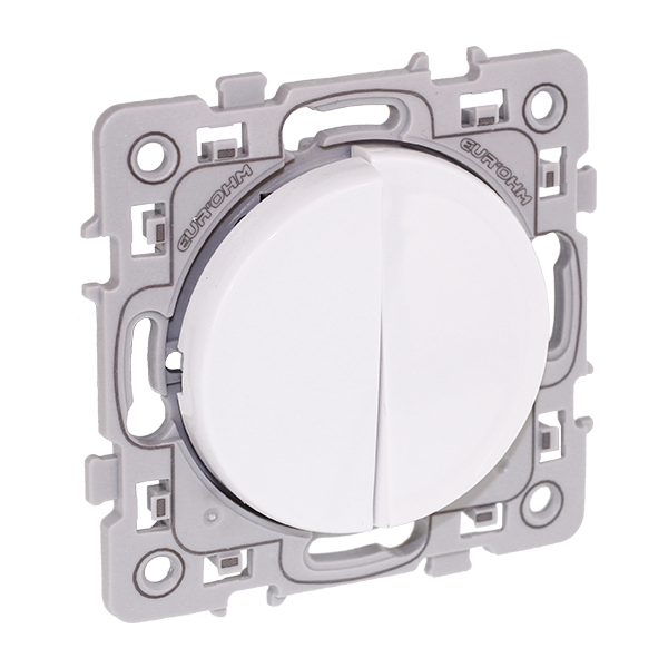 Double Poussoir couleur blanc référence 60211 gamme Square de la marque Eur'Ohm