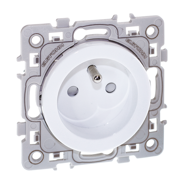 Prise 2P+T à puits avec enjoliveur blanc , mécanisme référence 60260 Square de la marque Eur'Ohm