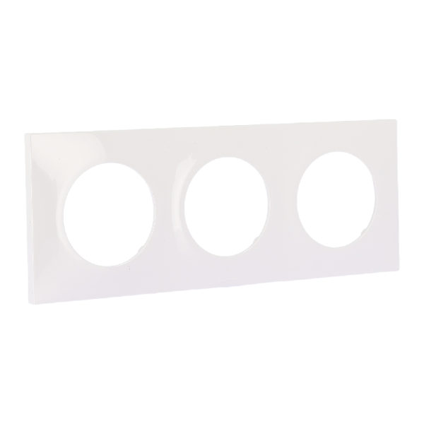 Plaque d'habillage (finition) de couleur blanc pour une configuration de 3 postes espacé d'un entrace de 71mm. Plaque de finition 60298 Square de Eur'Ohm