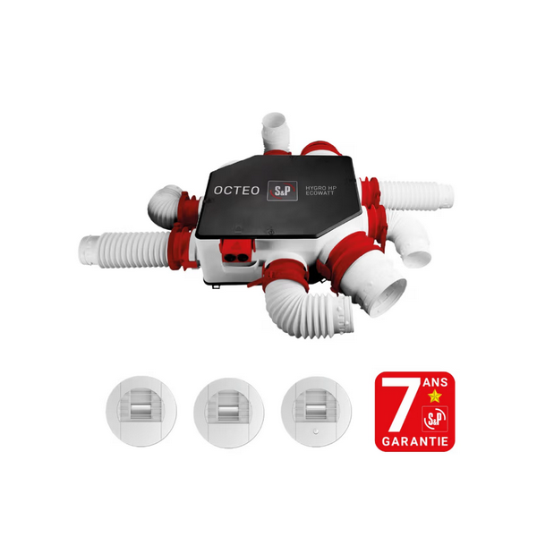 Kit VMC Hygro Ecowatt pour logement (neuf/rénov/remplacement) référence 607812 UNELVENT / S&P.