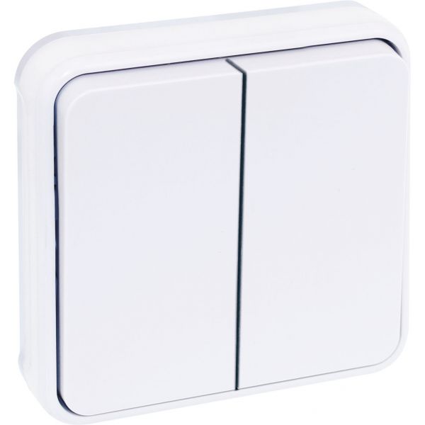 Double Va-et-vient Plexo complet encastré - Blanc