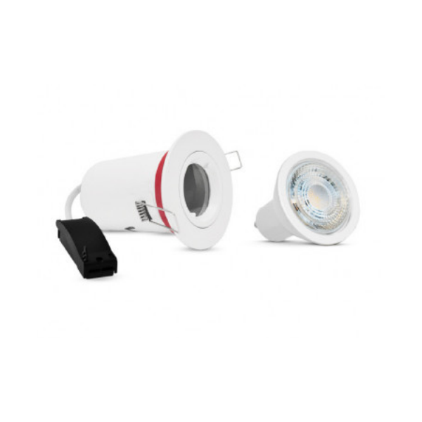 Lot de 5 Support de spot BBC Etanche IP65 Blanc 87mm avec douille GU10  automatique ref. 830W