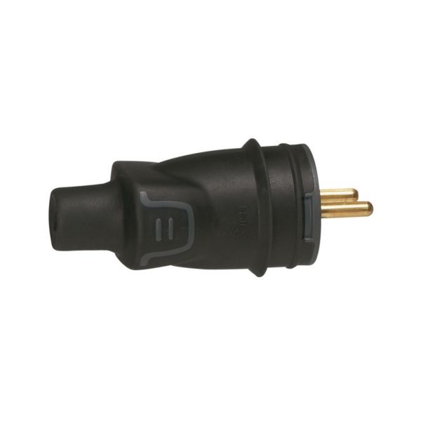 Fiche droite borne à vis 2P+T étanche IP44 IK08 - Noir 050445 Legrand