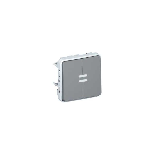 Va et vient + poussoir lumineux Plexo composable - Gris - 069519 - Legrand