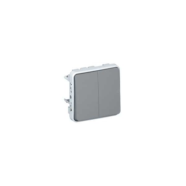 Poussoir double NO+NF Plexo composable - Gris 069545 Legrand