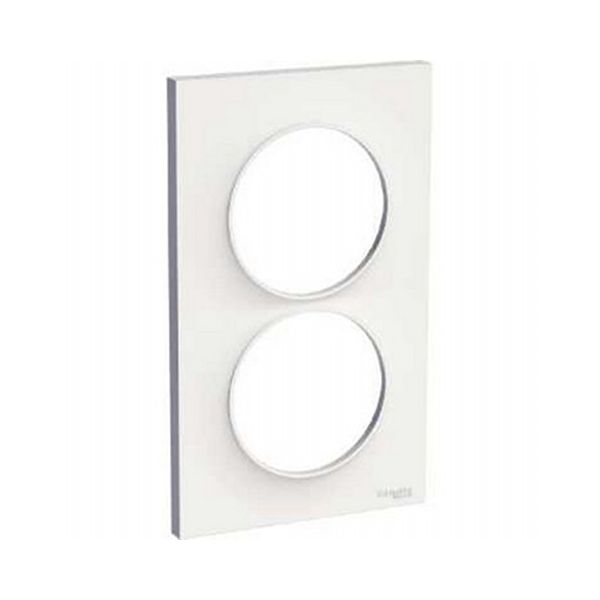 Plaque 2 postes entraxe 57mm Odace Styl - Blanche - Schneider - S520714