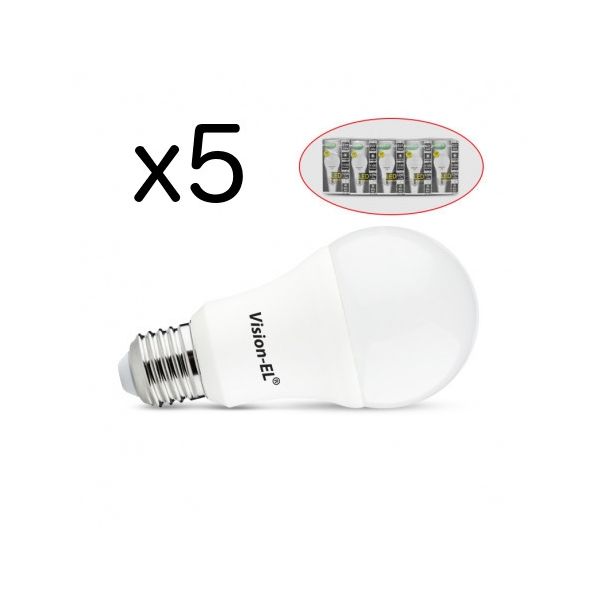 Pack de 5 Ampoules LED E27 12W 1100 Lm 4000°K  - 738841 - Vision-EL