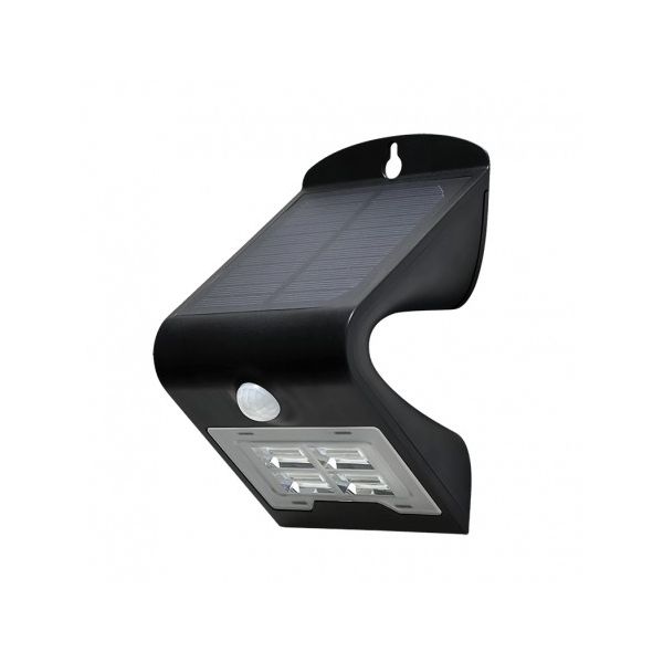 Applique Murale LED Solaire 2W 4000°K Noir + Détecteur - 70473 - Vision-EL