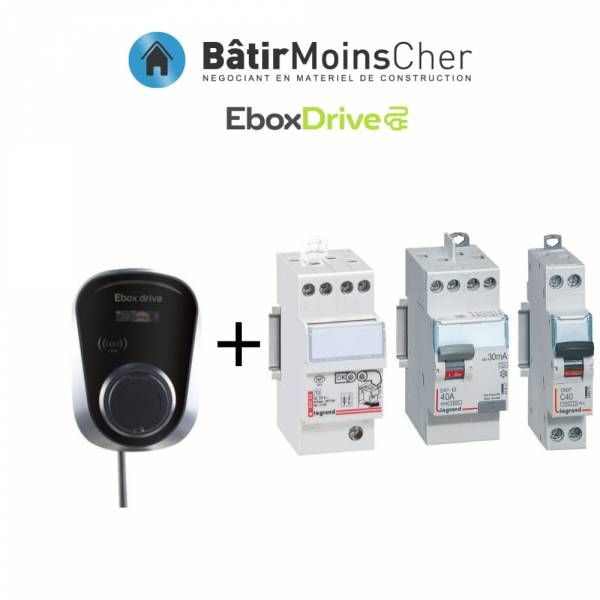 Kit recharge voiture électrique Ebox drive 7,4kW et parafoudre