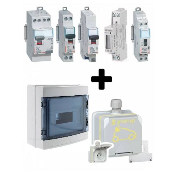 kit de recharge bmc-vc-hc-g équipé avec une prise renforcée Green'Up Legrand pour recharger un véhicule électrique ou hybride.