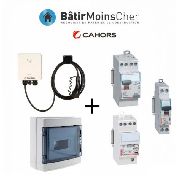kit de recharge référence bmc-vc-par-ca7 équipé et avec une borne de recharge 7,4kw de la marque cahors.