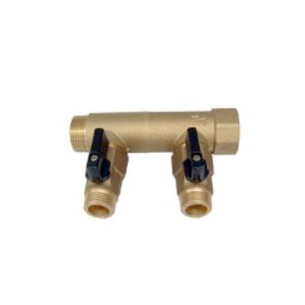 Collecteur 2 départs 3/4 (20x27) vannes 1/2 (15/21) - MH34M12X2-V - AC-FIX