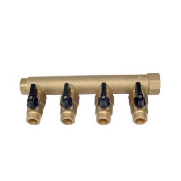 Collecteur 4 départs 3/4 (20x27) vannes 1/2 (15/21) - AC-FIX - MH34M12X4-V