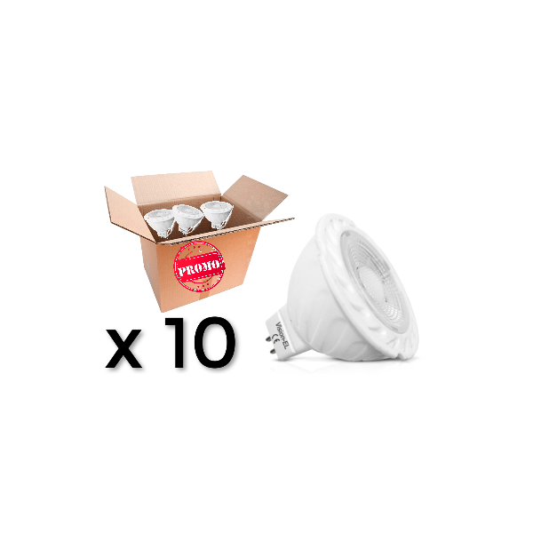 Pack 10 ampoules Led Gu5,3 6W Dimable 4000K