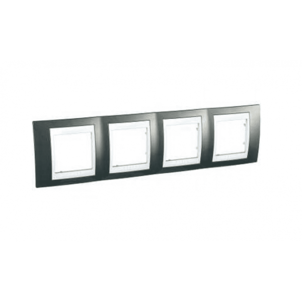 Plaque de Finition 4 Postes horizontal 71mm 8 Modules - Champagne Blanc Aluminium