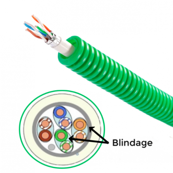 Gaine 20 préfilée RJ45 Grade 3 TV Cat 6 F/FTP 100m COURANT 20080037