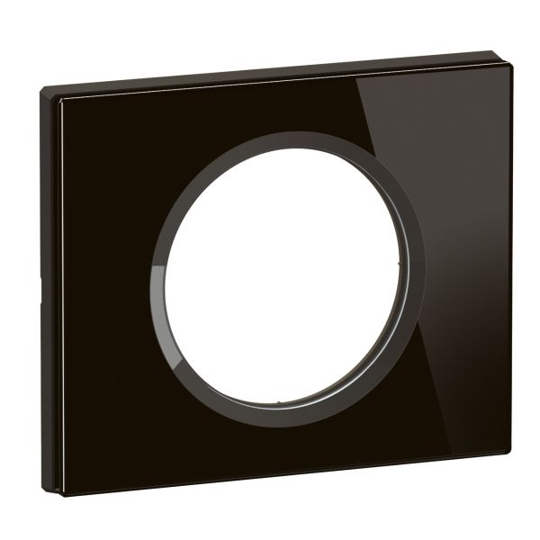 Plaque de finition Céliane 1 poste Collection Matière Brute finition Verre Onyx Noir référence CP1901 de Legrand.