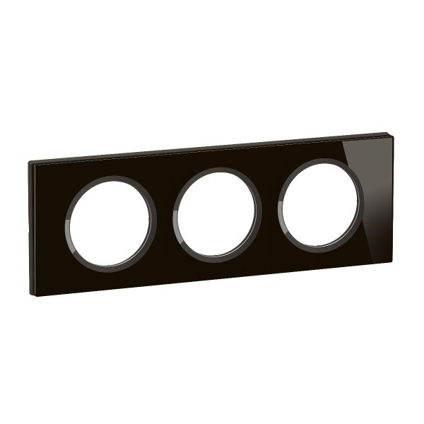 Plaque de finition Céliane 3 postes Collection Matière Brute finition Verre Onyx Noir référence CP1903 de la marque Legrand.