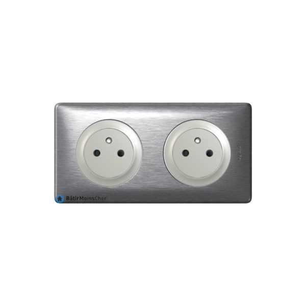 Plaque Double Legrand CELIANE 66782 - Aluminium Naturel Satiné - Pour Installation électrique