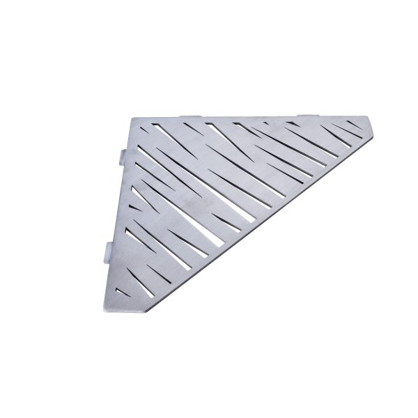 Étagère pentagone modèle Tiger en acier inox (2 mm) avec un rendu brossé référence I-TIG-PEN de la marque Marmox.