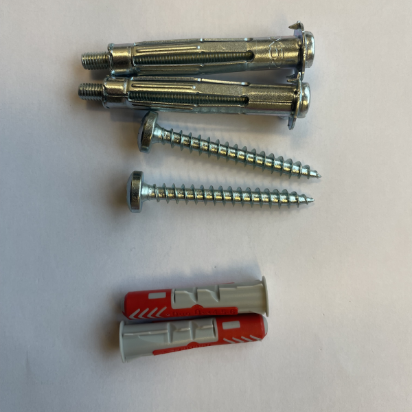 Kit de fixation pour tous les supports offert avec cheville Duopower, vis et cheville molly.