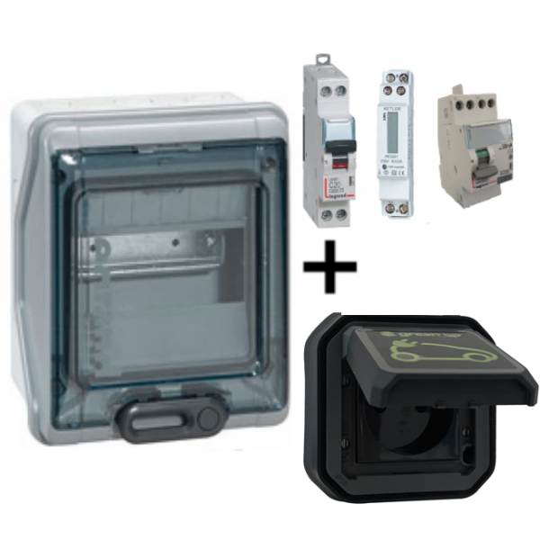 Kit recharge Green'Up encastré + compteur pour voiture electrique