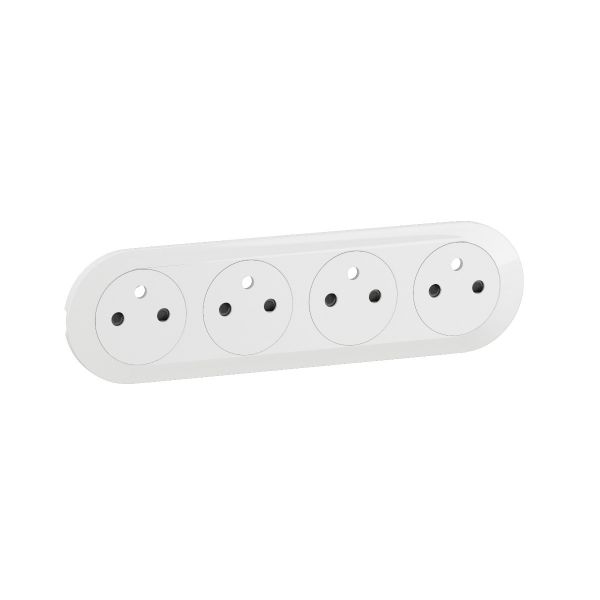 Enjoliveur prise de courant précâblée 4x2P+T compacte Surface Céliane Blanc - CB0114