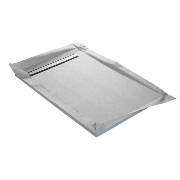 Receveur à carreler MONO BOARD mono pente Marmox - Caniveau inox excentré, natte étanche pré-montée et siphon ultra plat horizontal