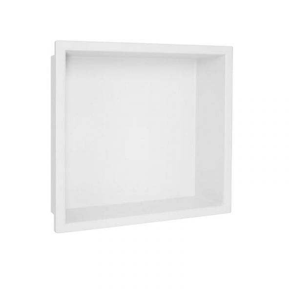 Niche design encastrable en acier inox de 2 mm d'épaisseur recouvert d'un revêtement anodisé époxy de couleur blanc (9010) de la marque MARMOX. Version carré.