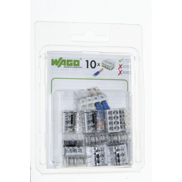 10 mini bornes automatiques 3 entrées Wago (2273) 0,5 - 2,5 mm²