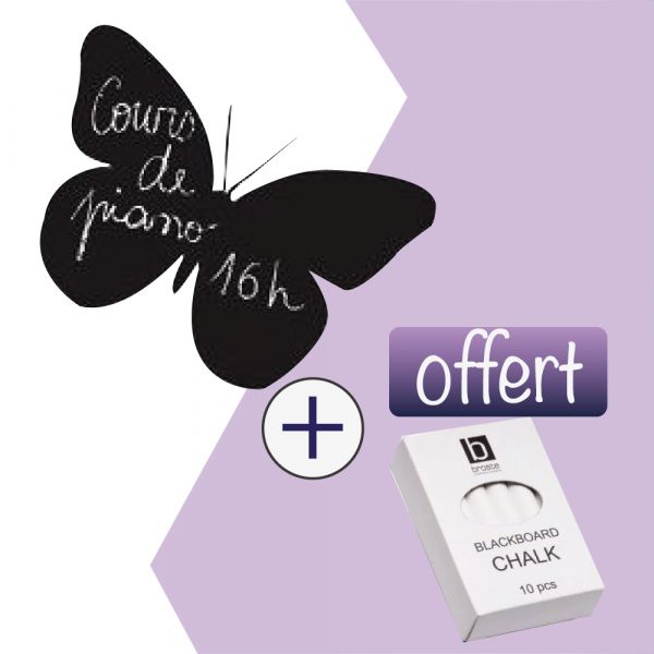 Sticker ardoise papilon + craie Offerte