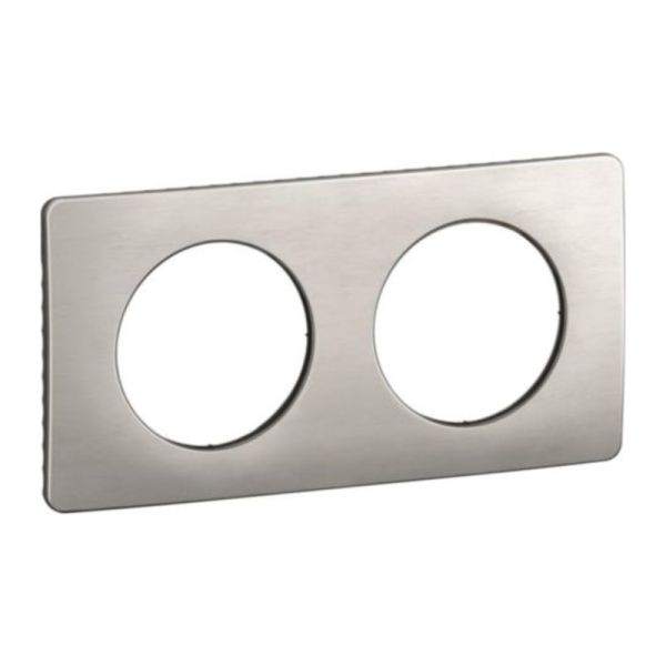Plaque Céliane Alu Satiné 2 postes Legrand CP1702 – vue de trois-quarts