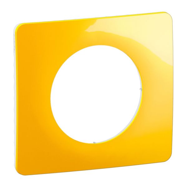 Plaque Céliane Jaune Safran 1 poste Legrand CP0401 – vue de trois-quarts