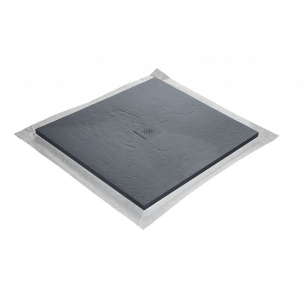 Receveur en résine HD Slate de la marque Marmox, couleur gris 7015, avec une texture imitation ardoise. Natte étanche pré-montée.