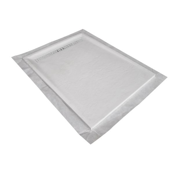 Receveur en résine collection HD Slate Line de la marque Marmox. Modèle blanc (9010) imitation ardoise.
