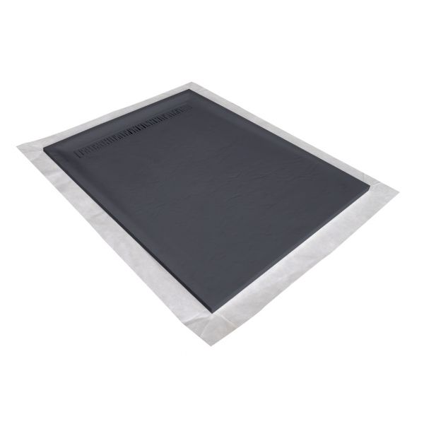 Receveur en résine gamme HD Slate Line de la marque Marmox. Couleur gris ardoise (ral.7015) avec une texture imitation ardoise.