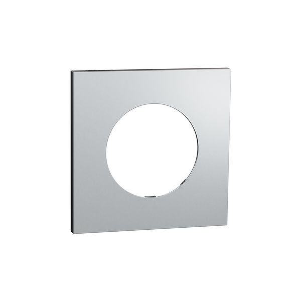 Plaque de finition 1 poste S913702 Odace Métal Schneider - Effet Aluminium support noir