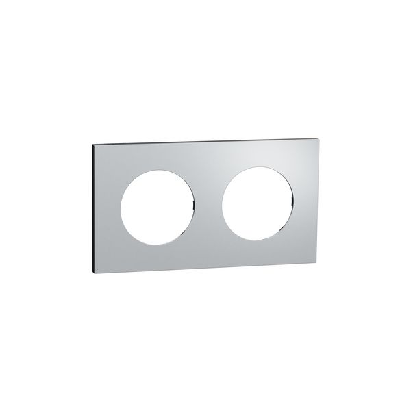 Plaque de finition 2 postes S913704 Odace Schneider - Effet Aluminium