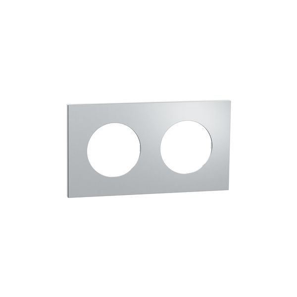 Plaque de finition 2 postes S914704 Odace Schneider - Effet Aluminium