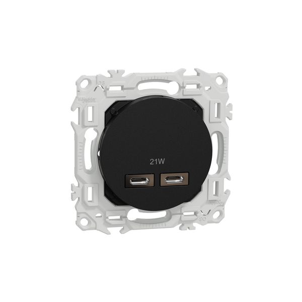 Chargeur double USB-C S940401 Odace Schneider - Noir onyx