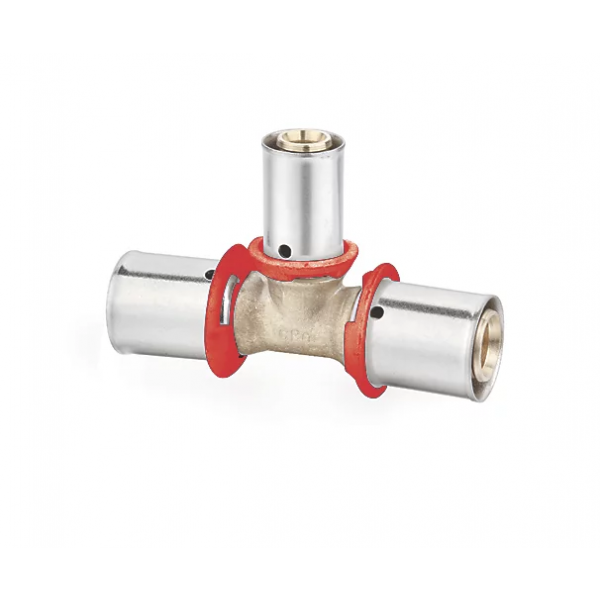 Té réduit à sertir PER de MB Expert disponible sous plusieurs tailles. Système de raccordement à sertissage pour tube PER.