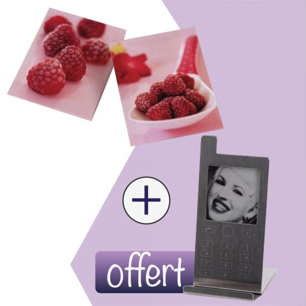 lot de 2 toiles Framboises + Cadre photo portable Offert
