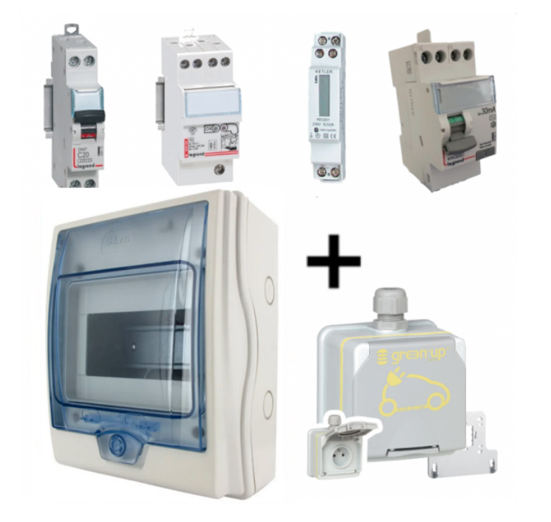 Pack 4 : recharge sécurisé Green Up LEGRAND avec compteur MID + contacteur heures creuses + parafoudre