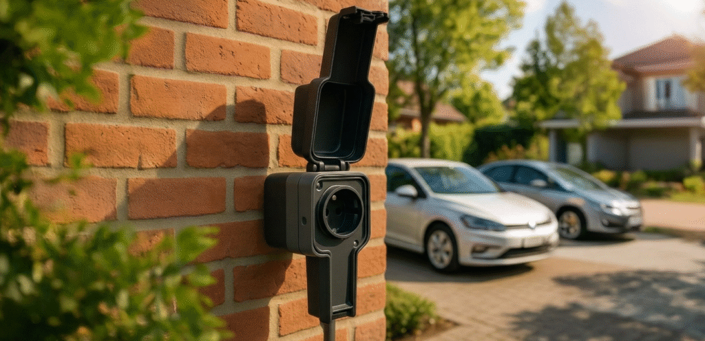 Recharge rapide d’une voiture électrique avec la prise renforcée Protec Easy Charge 3,6 kW référence 790198<br />