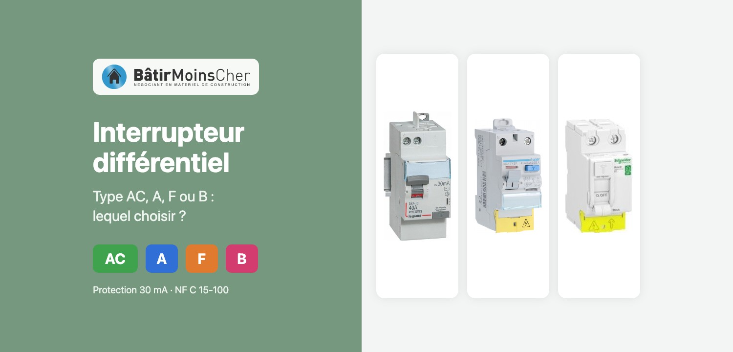 Interrupteur différentiel type AC, A, F ou B : lequel choisir ? Legrand, Hager et Schneider