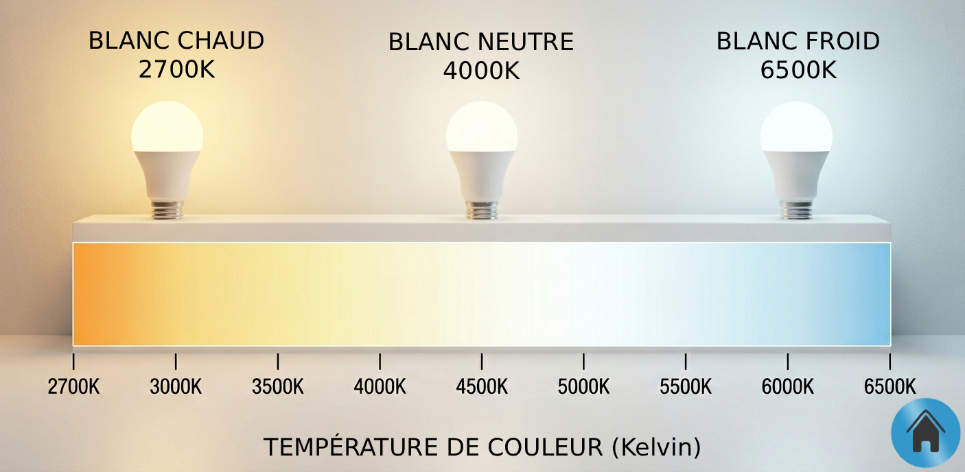 Infographie sur les températures des couleurs de l'éclairage LED.